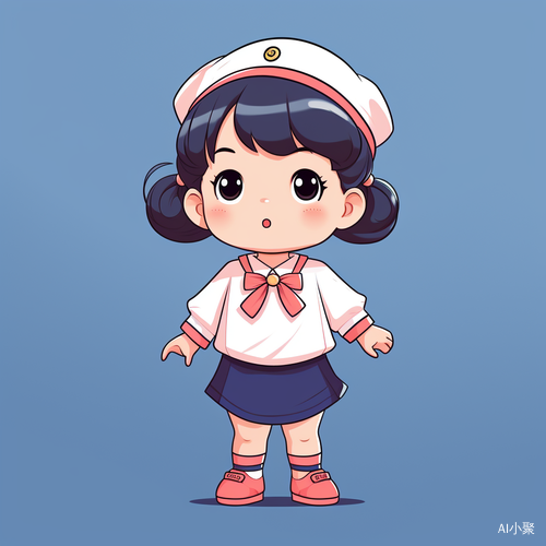 Minimalist Cartoon Sailor Moon with Cute Fat Toddler