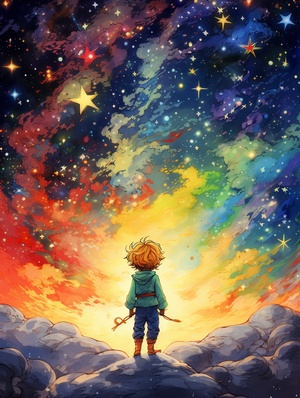 玫瑰花海The little prince, many stars and a rainbow: dynamic stroke types by Eguchi Hisashi