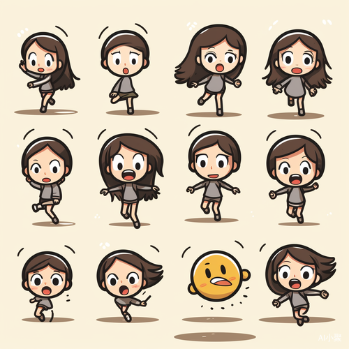 Cute Little Girl in Various Poses and Expressions