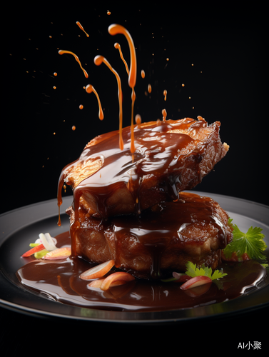 Hyper-Realistic Atmospheres: Splashing Pork Chops with Sauce