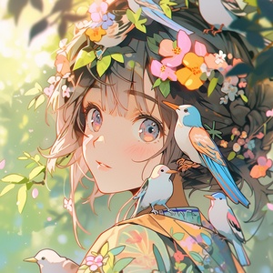 288,girls,wallpaper,anime,,in,the,style,of,dreamy,and,romantic,compositions,,whimsical,cartoon-style,,romantic,impressionism,,32k,uhd,,birds,&,flowers,,nature,painter,,colored,cartoon,style