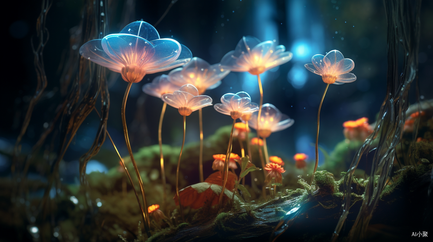 Detailed Macro Photography of Bioluminescent Flowers