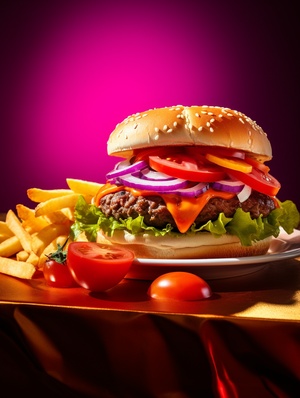 a,cheeseburger,,meat,,tomatoes,and,Onions,on,a,plate,,light,green,and,orange,,dark,silver,and,light,purple,styles,,bold,textured,surfaces,,Konica,Big,and,mini,,smooth,lines,,lovely,lighting,,fusion,of,Mexican,and,American,culture,,photo,,8k,resolution,,HD,,Photo,,Photography,,Soft,Light,,Best,quality,,High,Quality,,High,Detail,,HD,,Crazy,detail,,ultra,HD,quality