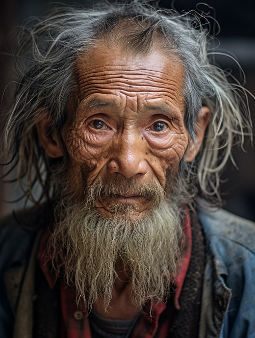 岁月不饶人，男人深情的望着，双眼看着前方！