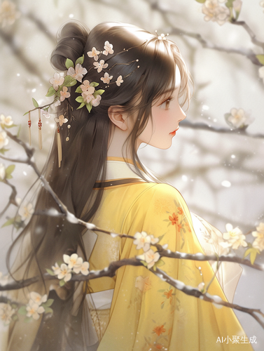 枝繁叶茂的梨花树下，落英缤纷的古风少女
