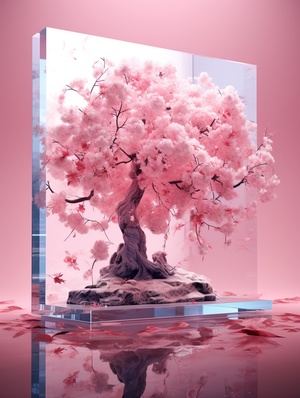 Pink Glass with Pink Tree Inside - ChinaPunk Style Design