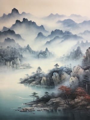 中国山水画，张大千风格