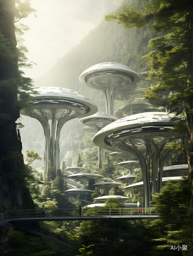 Futurism Cinematic Lighting UHD High Details Best Quality Super Detail 4K Alien Forest Sci-Fi Alien World Science Fiction White World Science Fiction Architecture AR 3:4