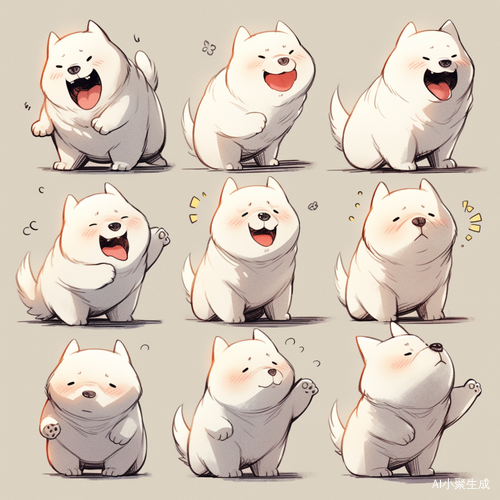Multiple poses and expressions: Super Obesity, a cute dog in Harlem's graffiti style illustrations