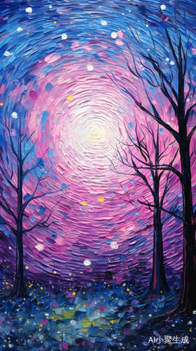 梵高油画：粉色星空