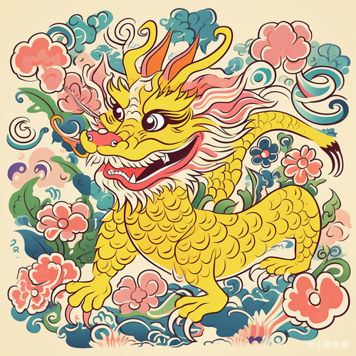 Cute Yellow Chinese Dragon - Matisse's Colors
