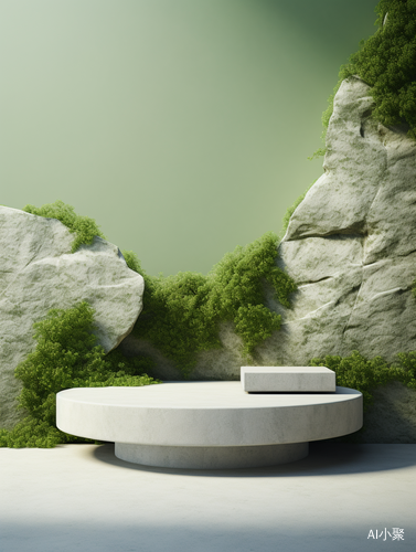 Stone Plateau in Green Wall: Meticulous, Photorealistic Still Lifes