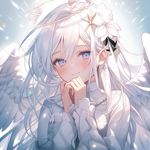 A,girl，,She,is,very,beautiful,，,white,hair,，like,a,god，have,wings