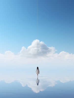 Art Nouveau Minimalist Concept with Surreal Clear Skies