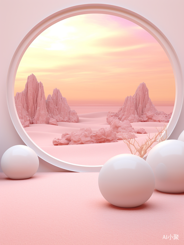 White Circle Stage Deserts Landscape 3D Design