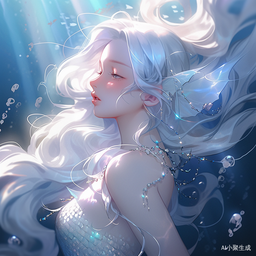 自由的人鱼在大海中落泪成明珠