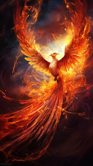 imagine,prompt:,A,fiery,phoenix,with,red,wings,flying,through,space,,in,a,naturalistic,animal,painting,style.画面描述：一只火红的凤凰在太空中翱翔，它的翅膀燃烧着炽热的火焰，照亮了周围黑暗的宇宙。凤凰的身体优雅而神秘，它的眼睛闪烁着智慧的光芒。背景是无尽的星空，点缀着闪烁的星星和暗淡的银河。整个画面以自然主义动物画风格呈现，强调细节和质感，使凤凰看起来栩栩如生，仿佛真实存在于宇宙之中。