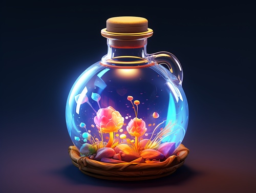 游戏界面，some,very,cute,magic,medicine,waterbottle,props,game,props,icon,rich,colors,clay,materials,lightweight,textures,C4D,0Crendering,solid,background,-,-,miji,5s400-,-style,cute