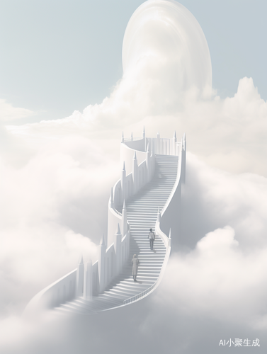 Man in Cloud Staircase: Sculptural Architectural & Religious Minimalist Design