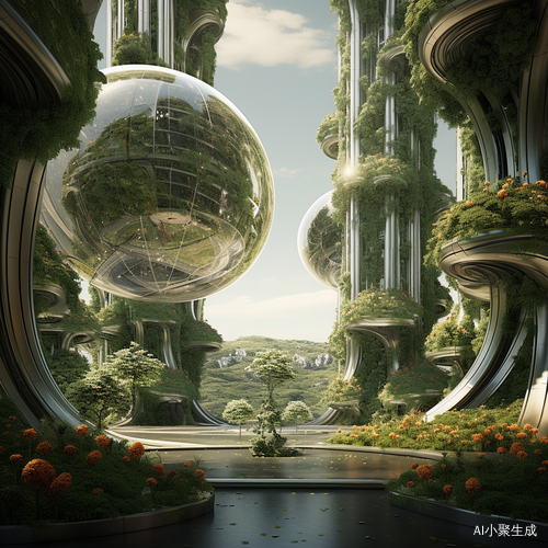 可持续发展的未来主义空中花园