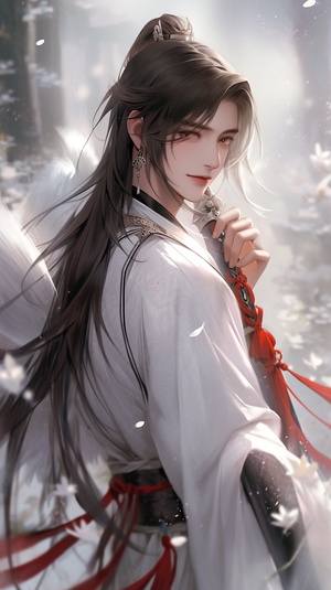 full,body,,a,handsome,man，fluttering,black,hair,,in,a,white,and,red,traditional,chinese,dress,holding,a,chinese,sword,,dancingdreamy,landscapes,,light,green,and,pink,,soft,lightclose-up,,Advanced,photography,with,clean,,fresh,and,ultra-high,detail,imagery,shot,with,a,high-definition,lens,to,create,a,realistic,and,lifelike,aestheticuhd,image,ar,2:3s,180,niji,5,v,5.1