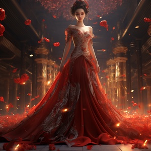 Chinese Ancient Red Wedding Dress Fashion Show