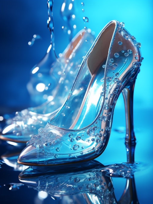 Exquisite,and,noble,glass,shoes,translucent,molten,body,,syan,,has,the,dew,,the,crystal,clear,feeling,,Cold,tones,,Headshot,,transparent,glass,material,,female,,overall,center,,intellectual,beauty,,Center,the,composition,Hyper-realistic,style,,realistic,,photography,,high,resolution,,full,of,details,,high,detail,,high,quality,8k,ar,3:4,niji,5,style,expressive