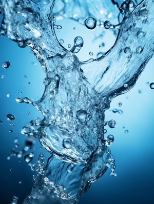 Professional Photography Texture with Splashing Water on a Blue Background