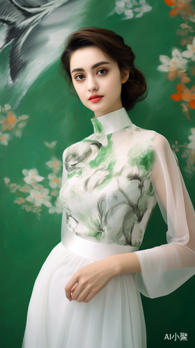 Soft Dream-like Quality: A White and Green Chinese Cheongsam