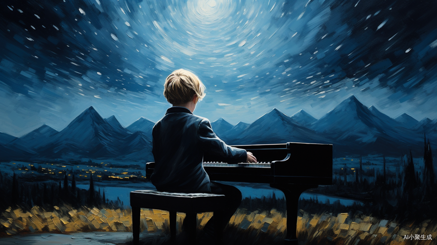 Star Art Group Style: Innovative Panoramic Movie Poster of a Boy Playing Piano