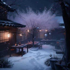 Night,,from,afar,,the,quaint,village,the,trees,hung,with,snow,,plum,blossoms,,just,after,the,snow,,the,yard,the,trees,on,the,house,and,the,trees,on,the,street,are,snowy,,foggy,,the,courtyard,of,the,table,scattered,with,persimmon,,vision,,panorama,,from,high,to,low-,-v,5.1