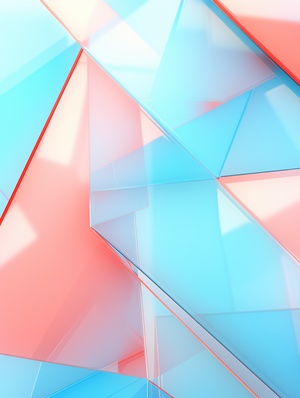 Abstract geometric glass background, cirular,triangular,square,Baby blue and Light Idigo,sketchfab,minimalistimagery,pink and orange,use of screen tones,windows vista, minimalist