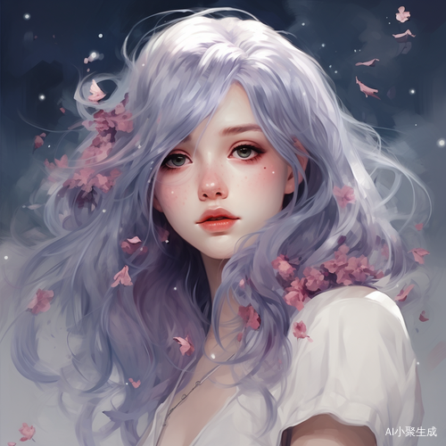 Aurorapunk: Delicate Flowers of a Purple-haired Girl