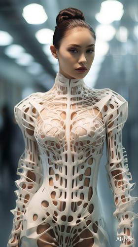 Futuristic 8K Disposable Photography of Fashion Models in 3D Printed Dress