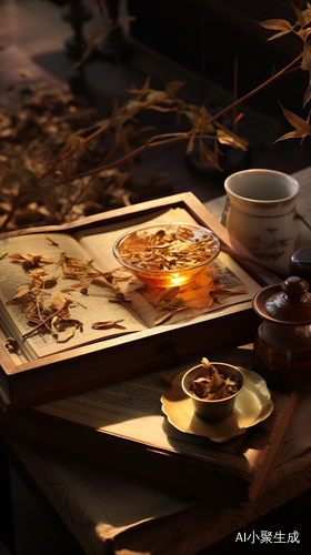 中药材与医书的写实风