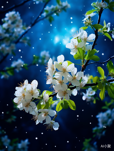 Crabapple flowers in Dreamy Night: Ultra HD Camera Shot