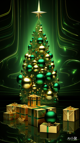 Glittering Multiversal Christmas Tree with Golden and Organic Ornaments