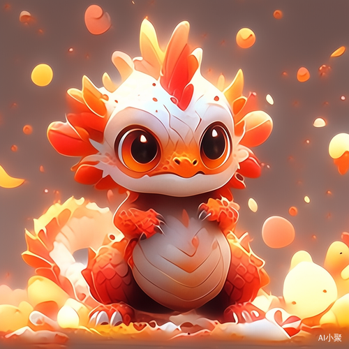 Dreamy Baby Dragon with Orange Hair in Animated Energy