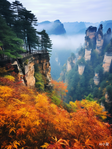 张家界深秋山巅美景，真实细腻摄影佳作