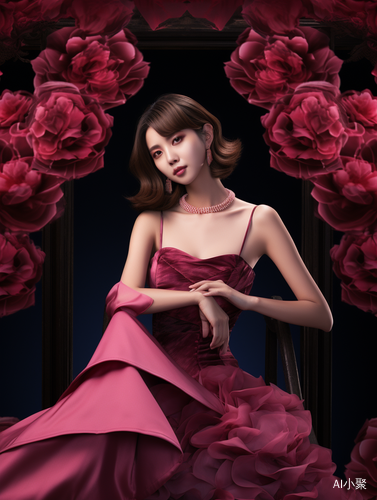 Jiang Ji Fantasy: Elegant Woman in Deep Pink and Deep Red