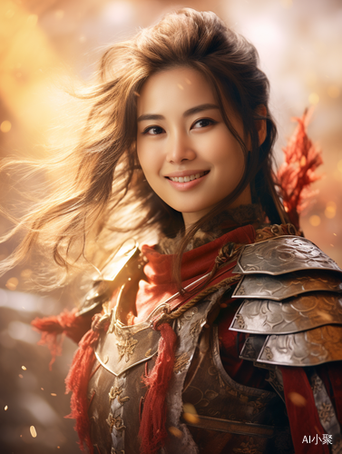 Asian Smiling Warrior Poster in Charming Light Effects