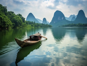 The Guilin landscape is ancient and full of charm , like a picturesque scene with the clear water flowing between the green hills . The undulating peaks form beautiful curves , and the colorful caves and stone forests carry thousands of years of culture and history . Even at night , it shines brightly , with stars and mountain water shining radiantly , like a paradise on earth .