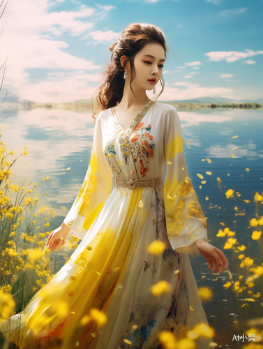 花海中的汉服美女，细节超精，8K超清画质