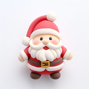 Overhead photography White background A cutecartoon Santa Claus made of air clay AuthenticSuitable for children lovely