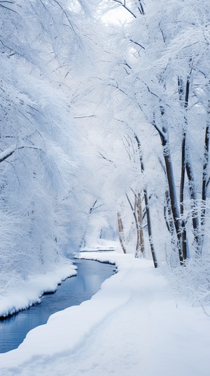 冬天的真实高清铃兰花与积雪背景