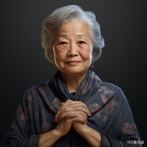 中国现代老奶奶双手合十全身