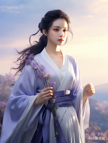中国美少女的优雅站姿和浪漫氛围
