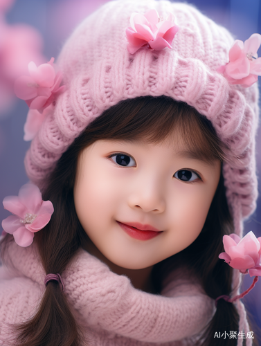 Exquisite Chinese Child Swinging in a Pink Hat