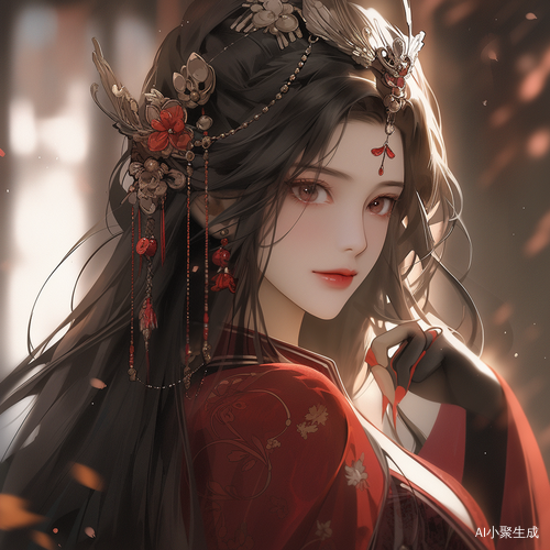 中国风红发美少女头饰