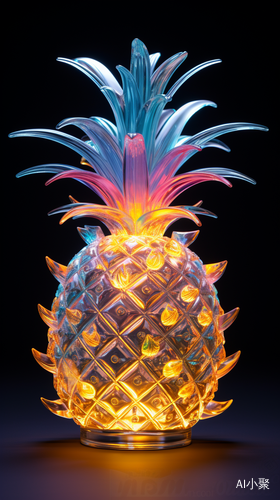 Delicate Glass Pineapple with Ethereal Holographic Glow